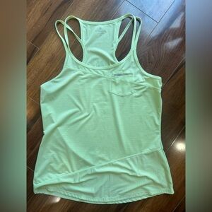 Athleta Neon Yellow Striped Tank Top